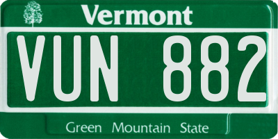 VT license plate VUN882
