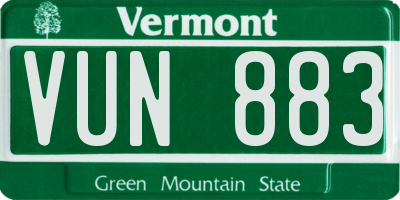 VT license plate VUN883