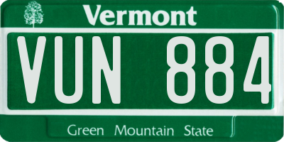 VT license plate VUN884