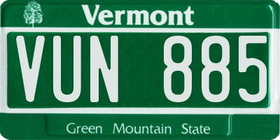 VT license plate VUN885