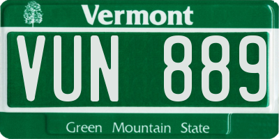 VT license plate VUN889
