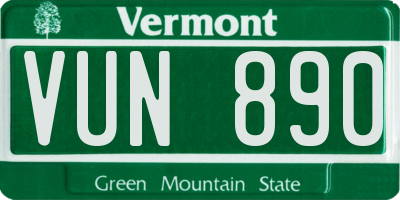 VT license plate VUN890
