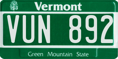 VT license plate VUN892