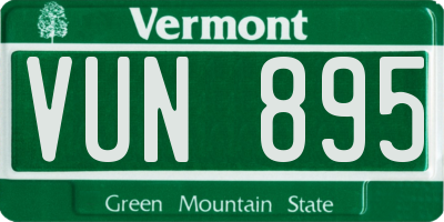 VT license plate VUN895