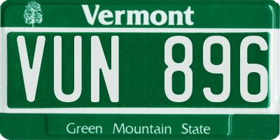 VT license plate VUN896