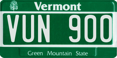VT license plate VUN900