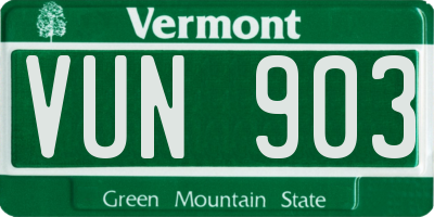 VT license plate VUN903