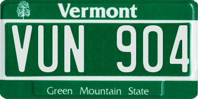 VT license plate VUN904