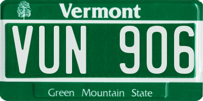 VT license plate VUN906