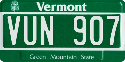 VT license plate VUN907