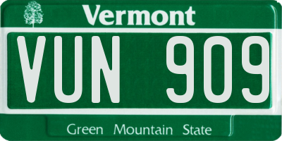 VT license plate VUN909