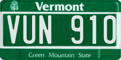 VT license plate VUN910