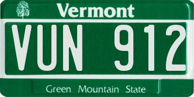 VT license plate VUN912