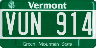 VT license plate VUN914