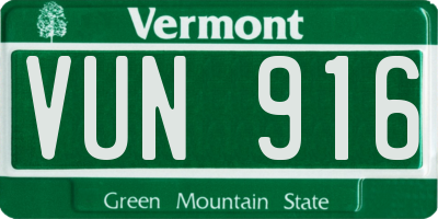VT license plate VUN916