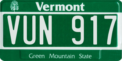 VT license plate VUN917