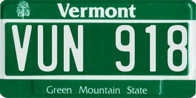 VT license plate VUN918
