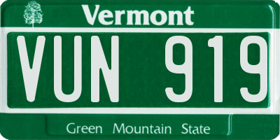 VT license plate VUN919