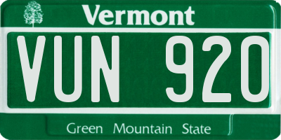 VT license plate VUN920