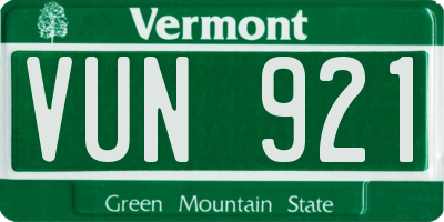 VT license plate VUN921