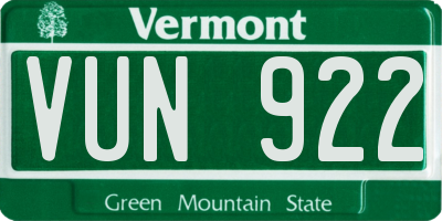 VT license plate VUN922