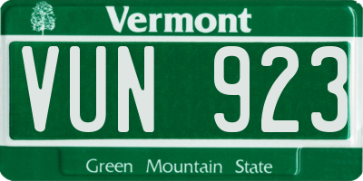 VT license plate VUN923