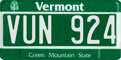 VT license plate VUN924