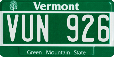 VT license plate VUN926