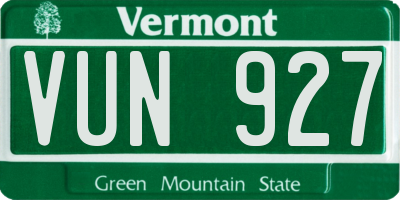 VT license plate VUN927