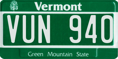 VT license plate VUN940