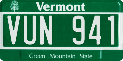VT license plate VUN941