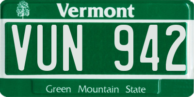 VT license plate VUN942