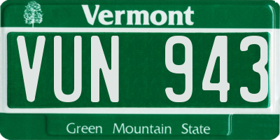 VT license plate VUN943