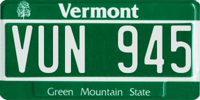 VT license plate VUN945