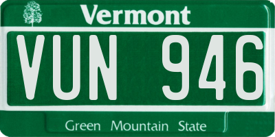 VT license plate VUN946