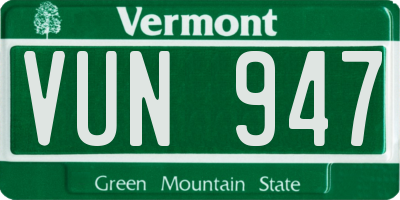 VT license plate VUN947