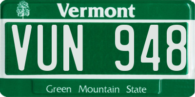 VT license plate VUN948