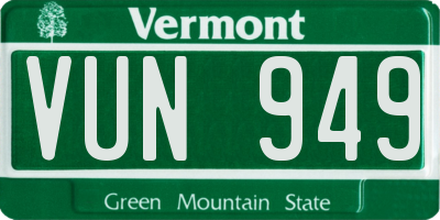 VT license plate VUN949