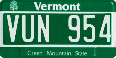 VT license plate VUN954