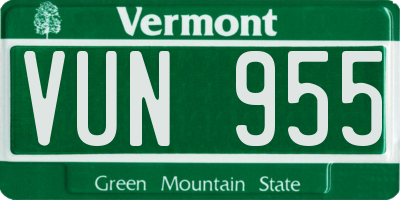 VT license plate VUN955