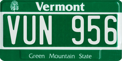 VT license plate VUN956
