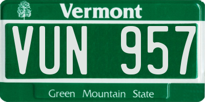VT license plate VUN957