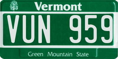VT license plate VUN959