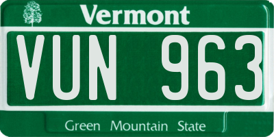 VT license plate VUN963