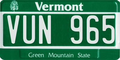 VT license plate VUN965