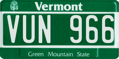 VT license plate VUN966