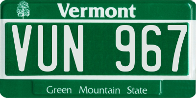 VT license plate VUN967