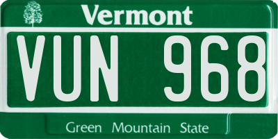 VT license plate VUN968