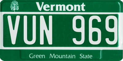 VT license plate VUN969