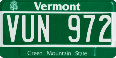 VT license plate VUN972